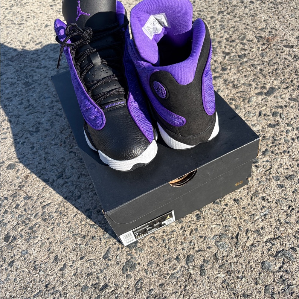 Jordan Black and Purple Retro Basketball Sneakers